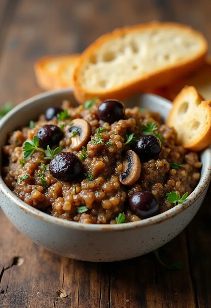 27 Mediterranean Diet Recipes with Mushrooms for Rich Flavor - 25. Mushroom and Olive Tapenade