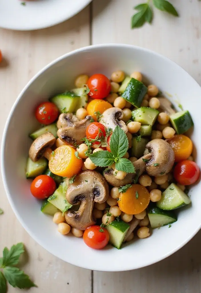 27 Mediterranean Diet Recipes with Mushrooms for Rich Flavor - 4. Mushroom and Chickpea Salad