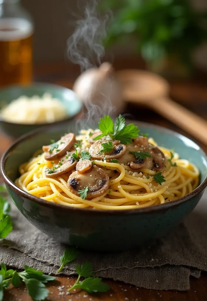 27 Mediterranean Diet Recipes with Mushrooms for Rich Flavor - 5. Spaghetti with Garlic Mushrooms