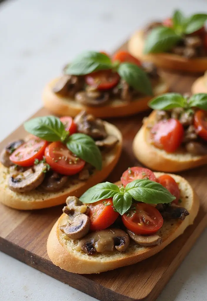27 Mediterranean Diet Recipes with Mushrooms for Rich Flavor - 7. Mushroom and Tomato Bruschetta