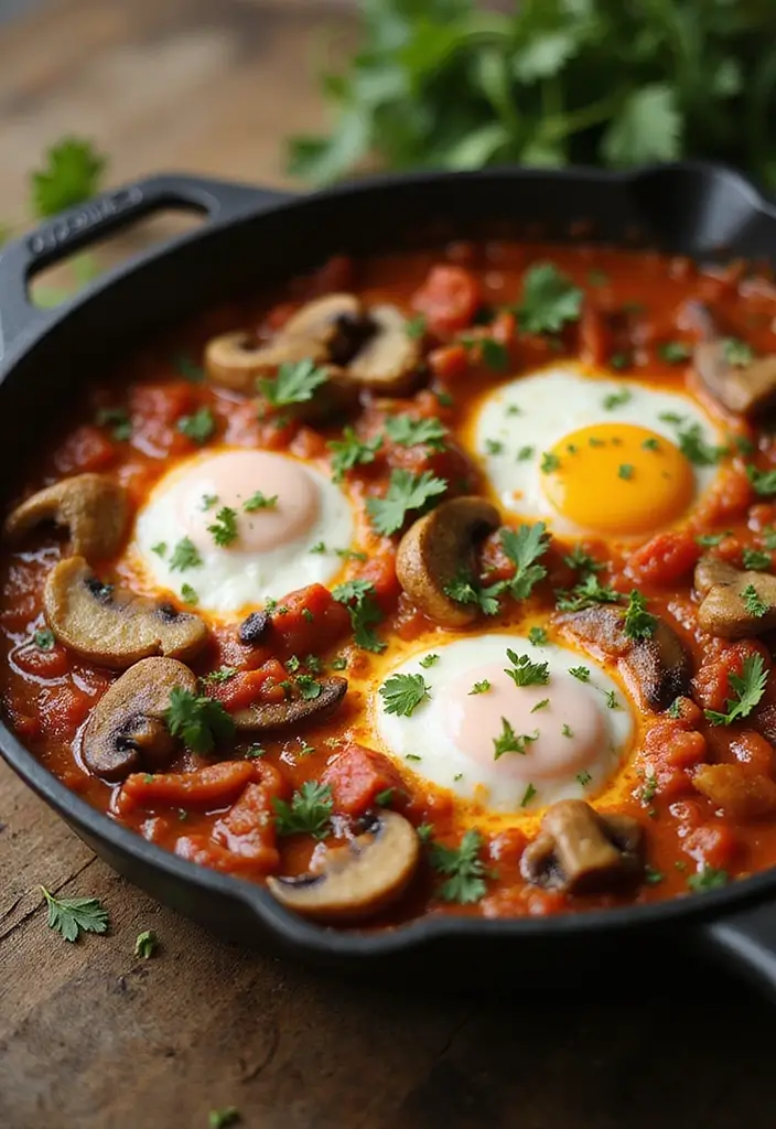 27 Mediterranean Diet Recipes with Mushrooms for Rich Flavor - 9. Shakshuka with Mushrooms