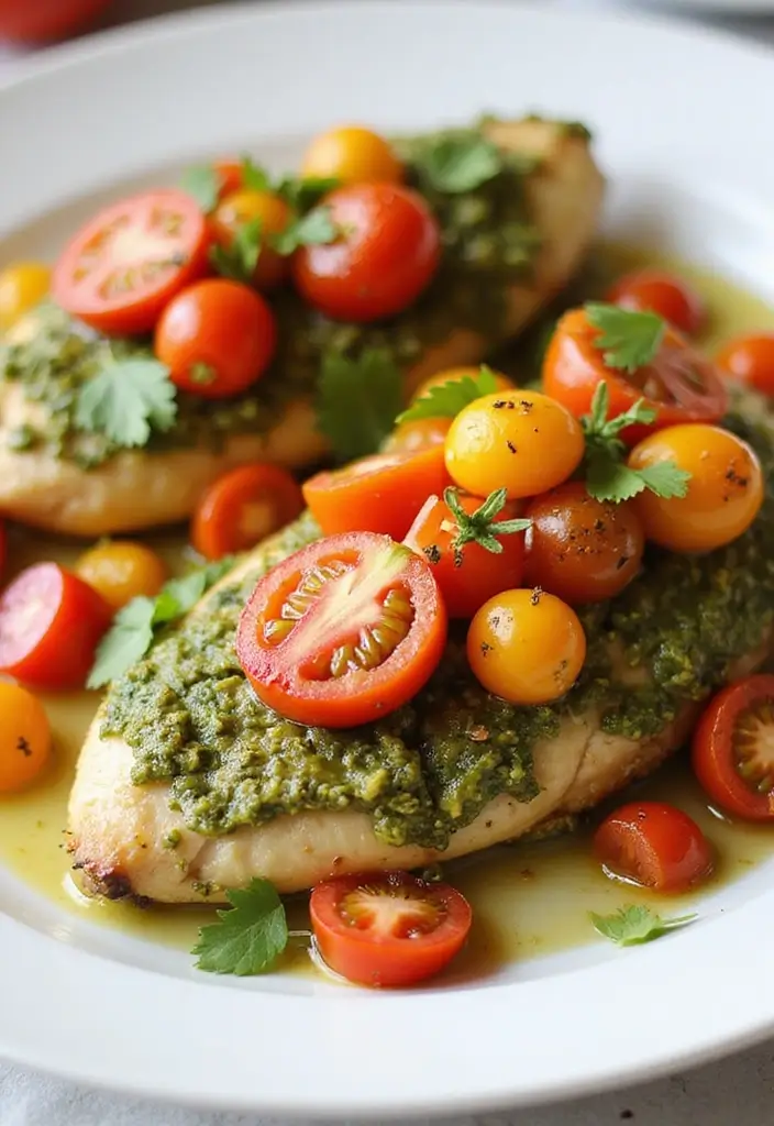 28 Mediterranean Diet Meal Prep Recipes for Busy Weeks - 14. Baked Pesto Chicken