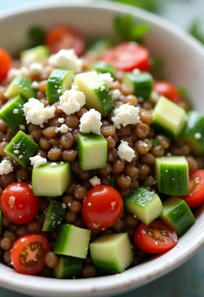 28 Mediterranean Diet Meal Prep Recipes for Busy Weeks - 15. Lentil Salad with Feta