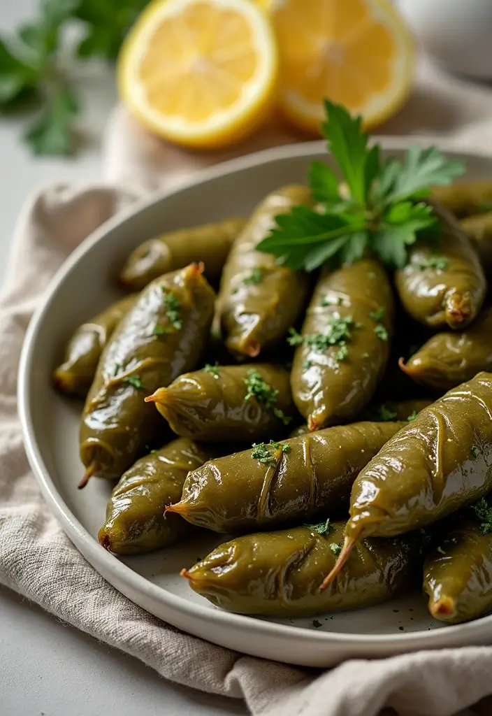 28 Mediterranean Diet Meal Prep Recipes for Busy Weeks - 19. Stuffed Grape Leaves