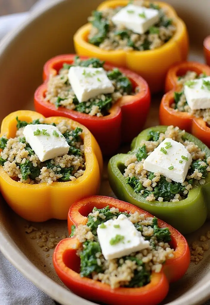 28 Mediterranean Diet Meal Prep Recipes for Busy Weeks - 4. Spinach and Feta Stuffed Peppers