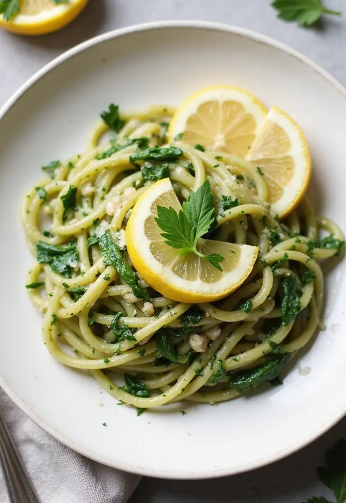 28 Mediterranean Meal Prep Recipes to Simplify Your Week - 21. Lemon Garlic Spinach Pasta