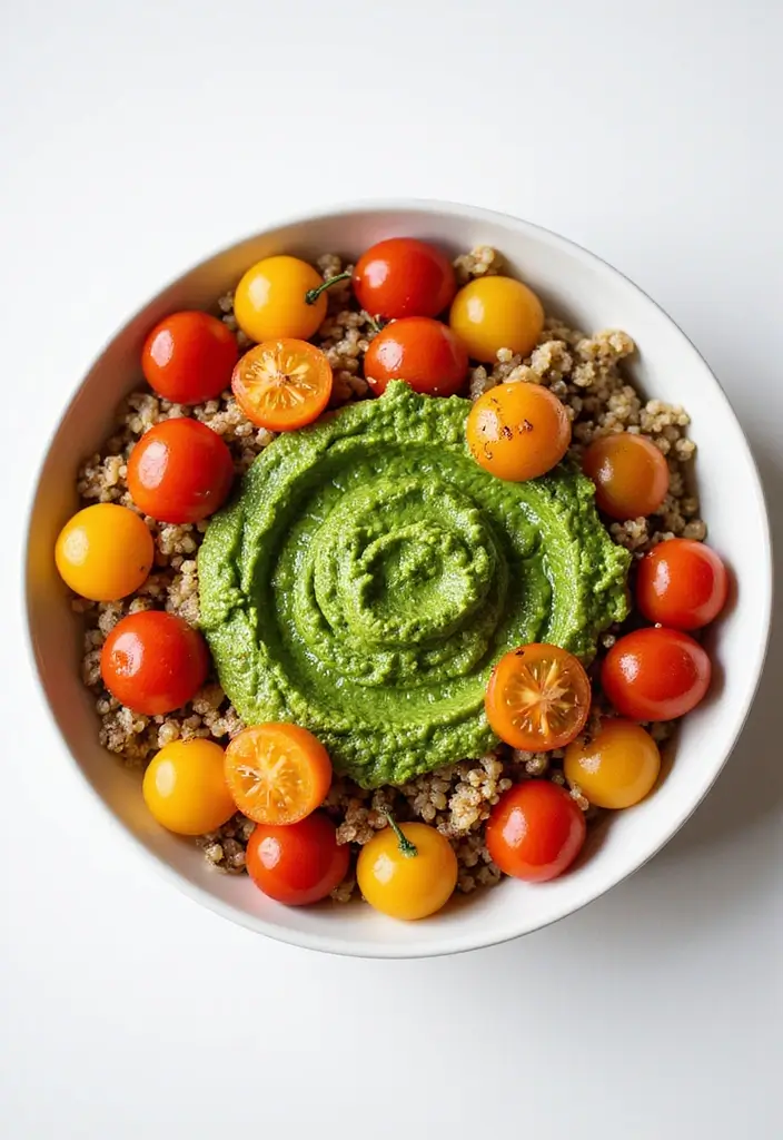 28 Mediterranean Meal Prep Recipes to Simplify Your Week - 24. Pesto and Tomato Quinoa Bowl