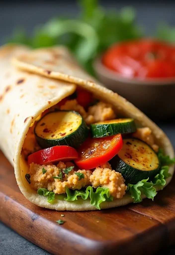 28 Mediterranean Meal Prep Recipes to Simplify Your Week - 4. Roasted Vegetable and Hummus Wrap
