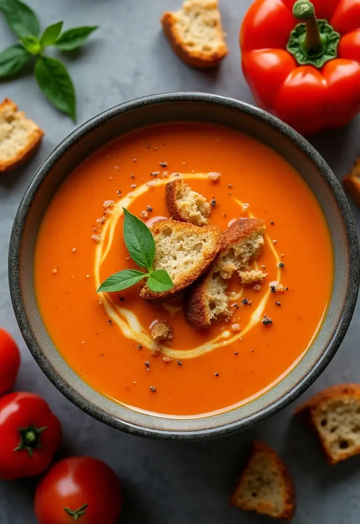 28 Mediterranean Soup Recipes to Warm Your Day 36 28 Mediterranean Soup Recipes to Warm Your Day - 6. Roasted Red Pepper and Tomato Soup