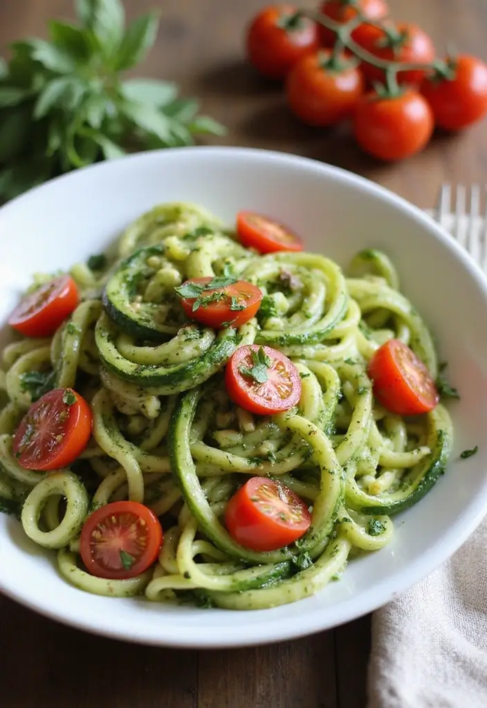 29 Easy Mediterranean Diet Dinners for Slow Cooker Nights 170 29 Easy Mediterranean Diet Dinners for Slow Cooker Nights - 28. Zucchini Noodles with Pesto and Cherry Tomatoes