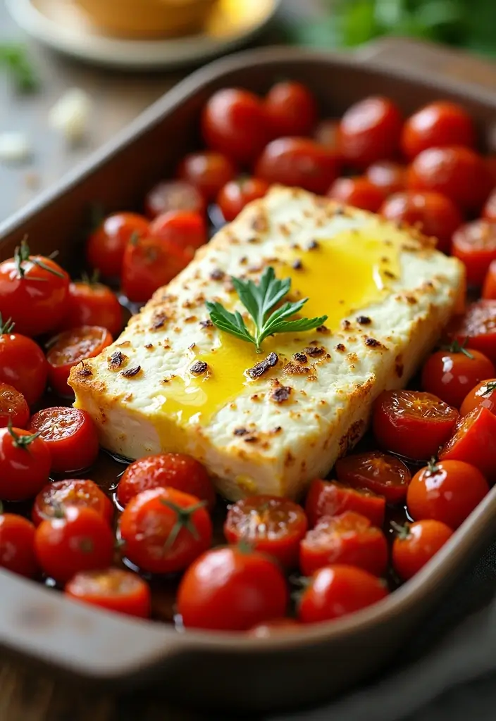 30 Air Fryer Mediterranean Recipes That Are Crispy and Light - 22. Air Fryer Baked Feta with Tomatoes