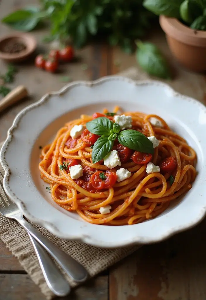 30 Easy Mediterranean Diet Dinner Recipes for Busy Evenings 25 30 Easy Mediterranean Diet Dinner Recipes for Busy Evenings - 5. Spicy Tomato & Feta Pasta