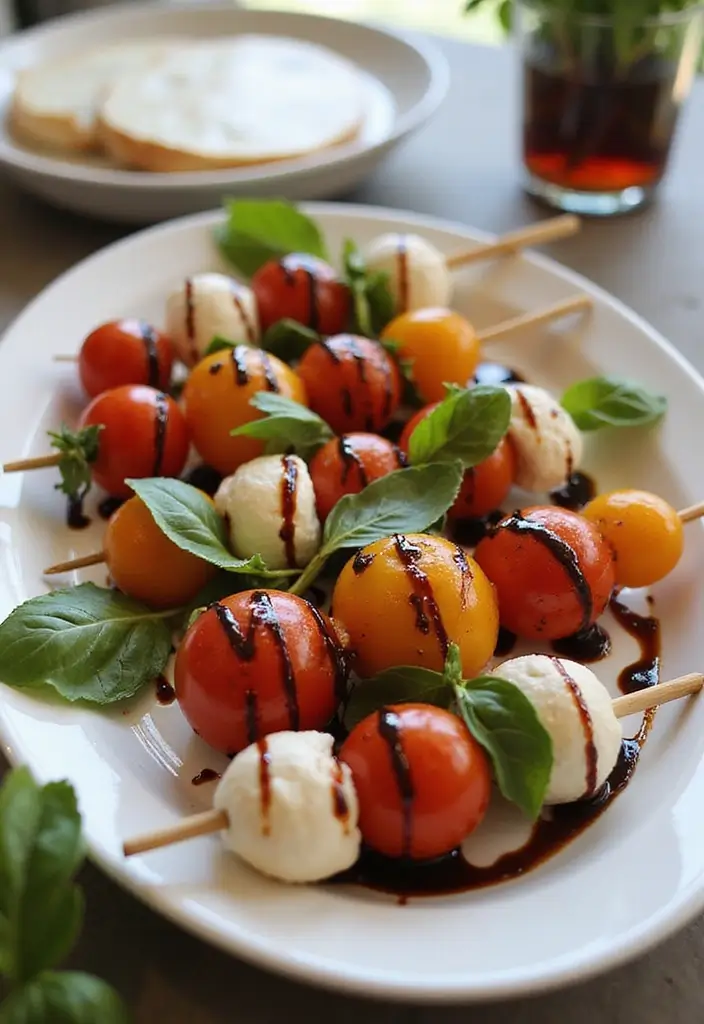 30 Gluten-Free Mediterranean Diet Recipes Full of Flavor - 13. Caprese Skewers with Balsamic Glaze