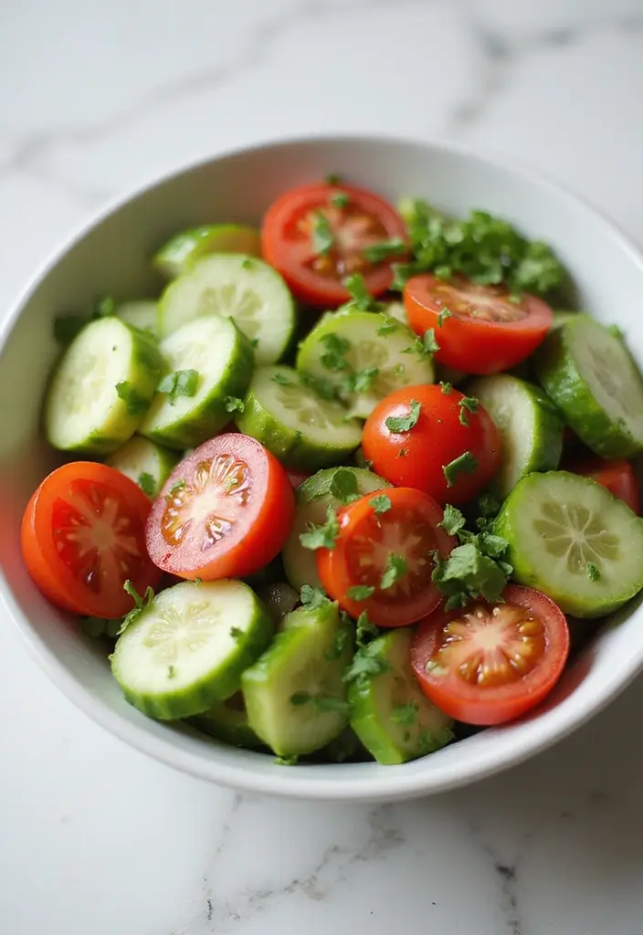 30 Heart-Healthy Mediterranean Recipes Doctors Recommend - 19. Cucumber and Tomato Salad