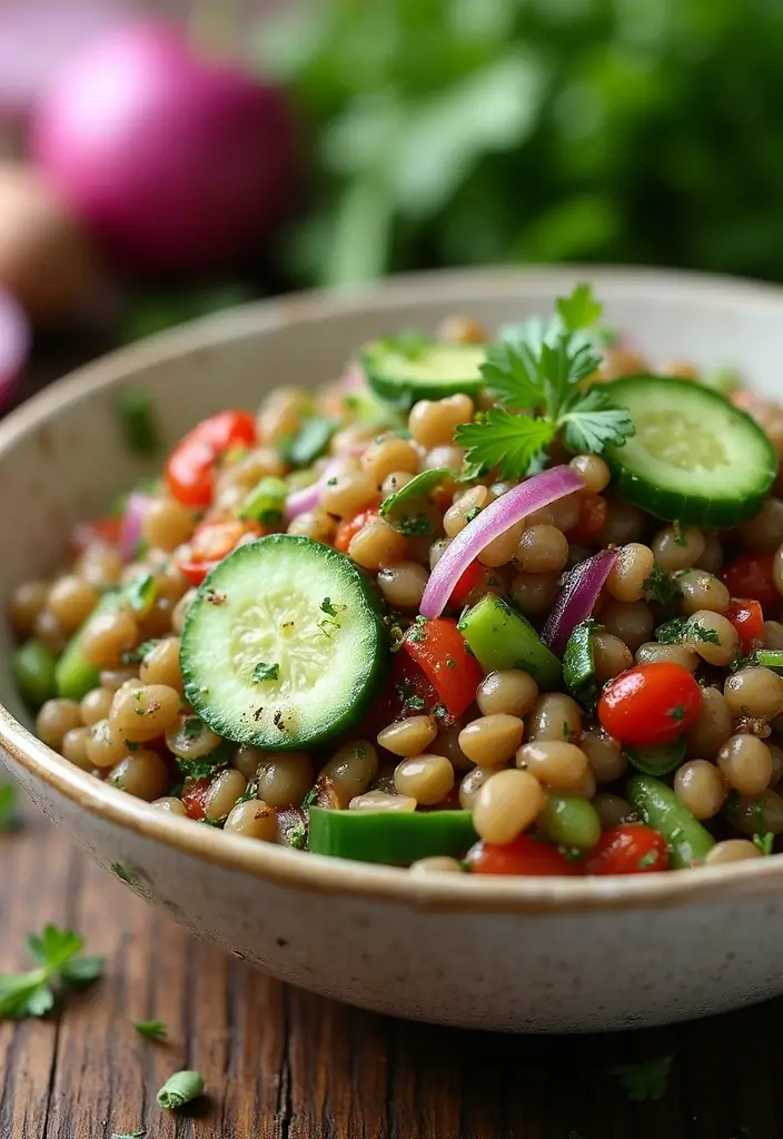 30 Mediterranean Cucumber Salad Recipes for Fresh Summer Days - 10. Cucumber and Lentil Salad