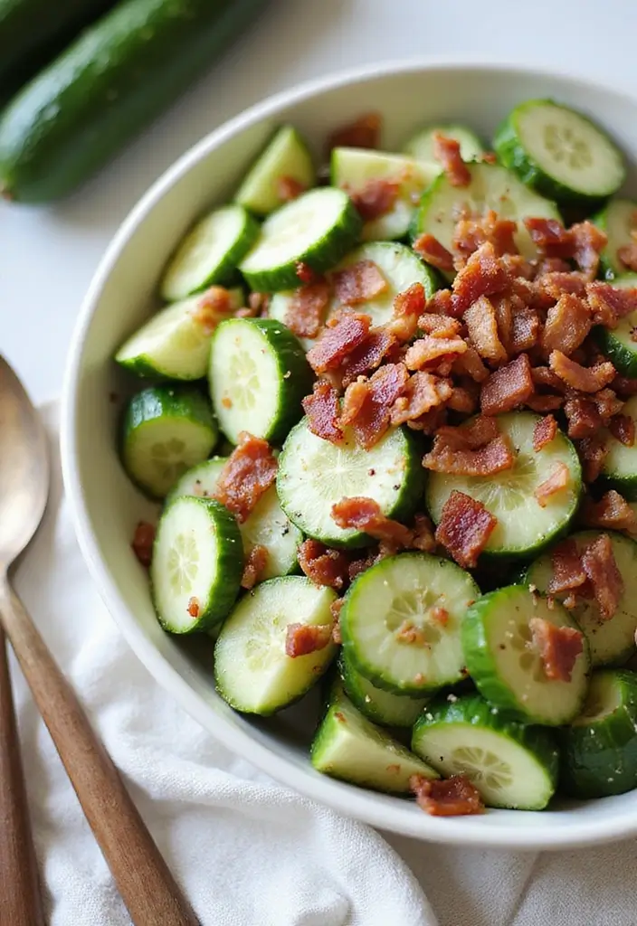 30 Mediterranean Cucumber Salad Recipes for Fresh Summer Days - 12. Cucumber and Bacon Salad