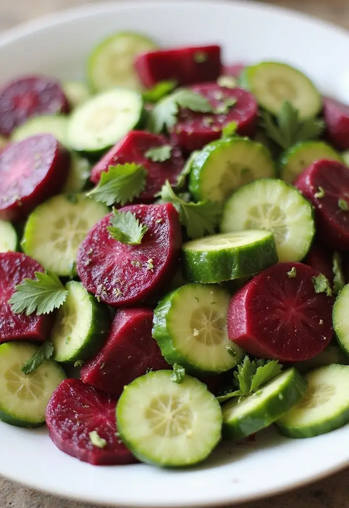30 Mediterranean Cucumber Salad Recipes for Fresh Summer Days - 14. Cucumber and Beet Salad