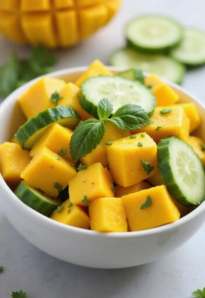 30 Mediterranean Cucumber Salad Recipes for Fresh Summer Days - 25. Cucumber and Mango Salad