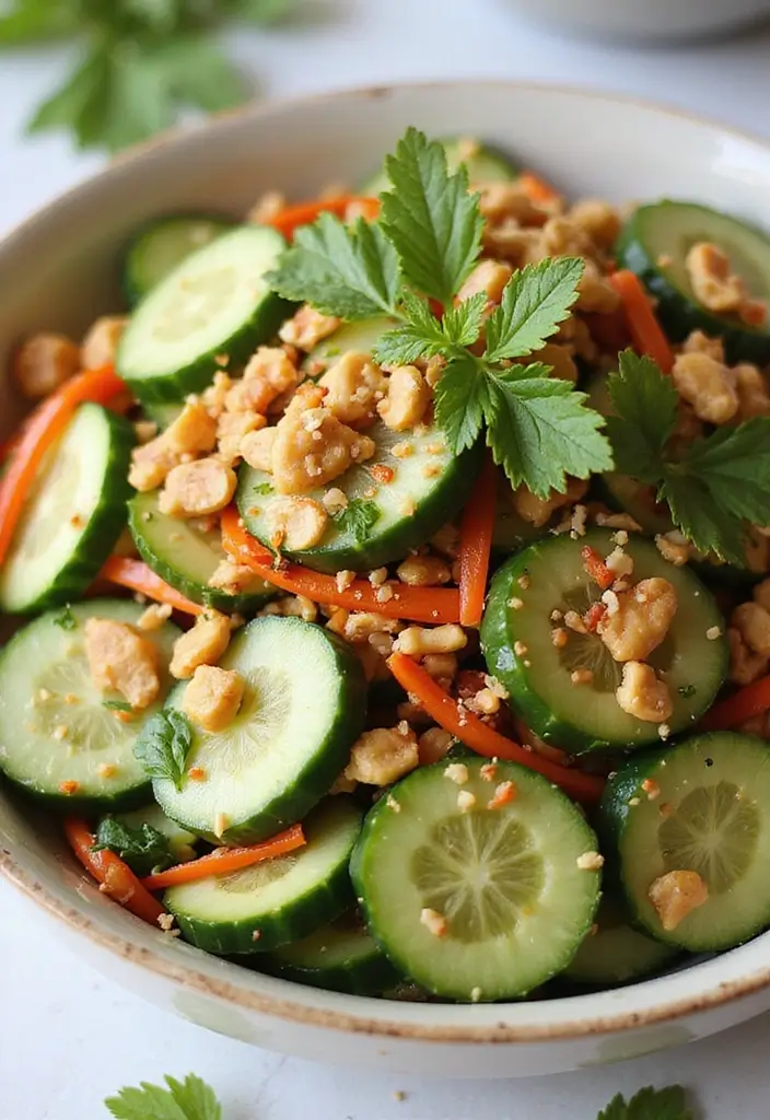 30 Mediterranean Cucumber Salad Recipes for Fresh Summer Days - 28. Thai Cucumber and Peanut Salad
