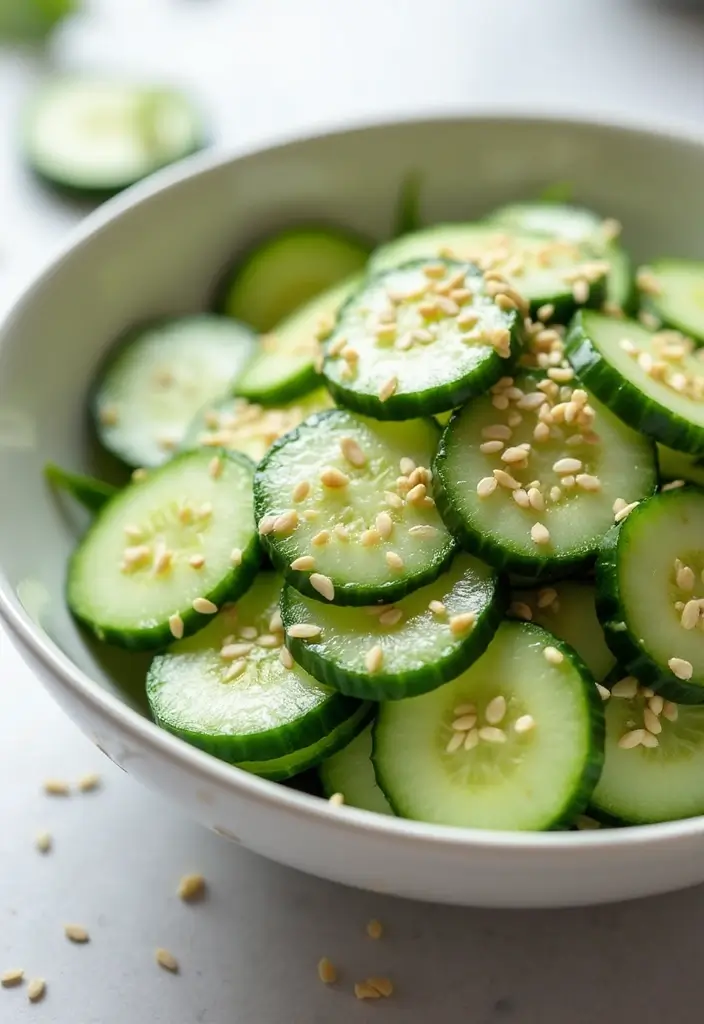 30 Mediterranean Cucumber Salad Recipes for Fresh Summer Days - 29. Cucumber and Sesame Salad