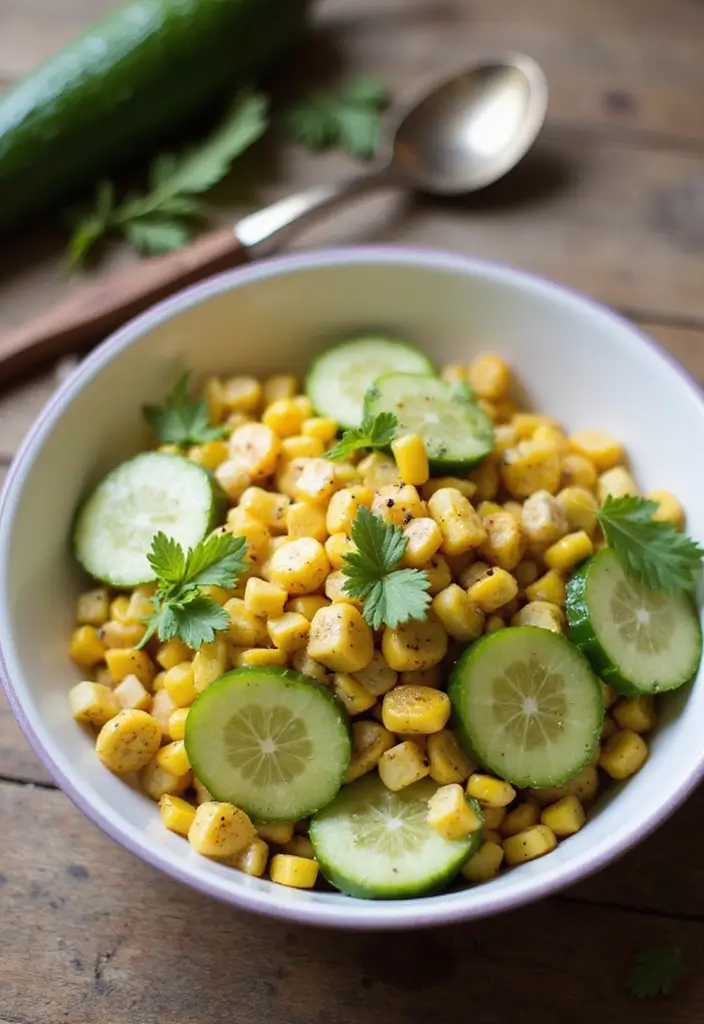 30 Mediterranean Cucumber Salad Recipes for Fresh Summer Days - 9. Cucumber and Roasted Corn Salad