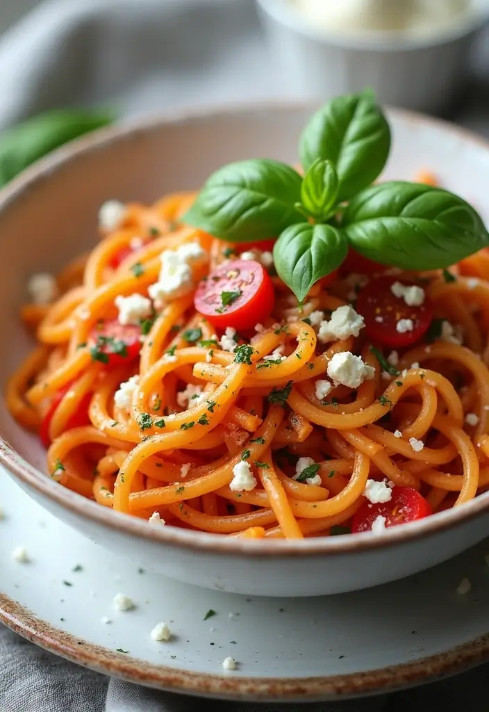 30 Mediterranean Diet Lunch Recipes to Keep You Energized 152 30 Mediterranean Diet Lunch Recipes to Keep You Energized - 24. Tomato and Feta Pasta