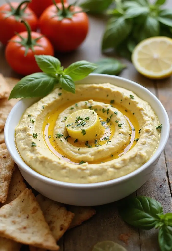 30 Mediterranean Diet Recipes for Beginners Made Simple 86 30 Mediterranean Diet Recipes for Beginners Made Simple - 14. Lemon Basil Hummus