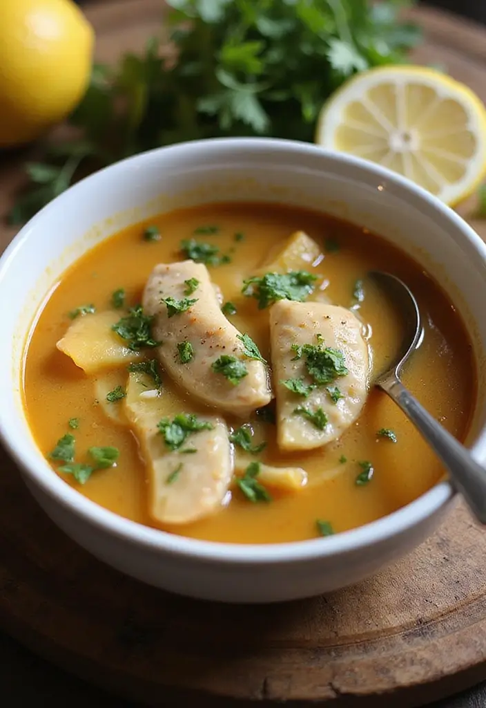 30 Mediterranean Diet Recipes to Lower Cholesterol Naturally - 22. Greek Lemon Chicken Soup