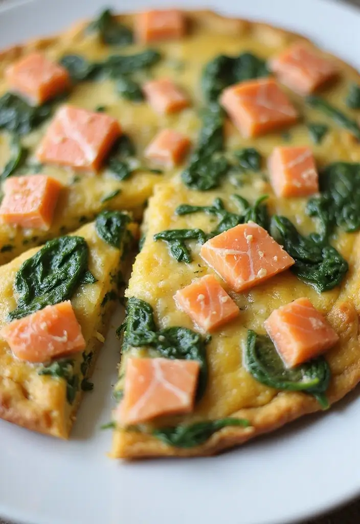 30 Mediterranean Diet Recipes with Salmon That Are Heart Healthy - 10. Salmon and Spinach Frittata