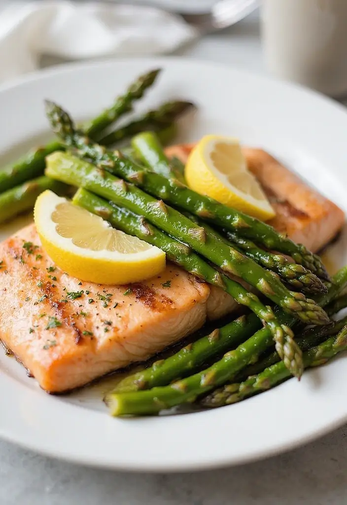 30 Mediterranean Diet Recipes with Salmon That Are Heart Healthy - 15. Salmon with Roasted Asparagus