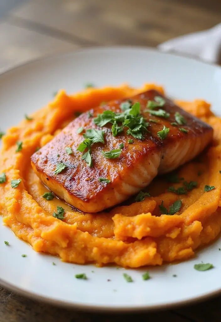 30 Mediterranean Diet Recipes with Salmon That Are Heart Healthy - 19. Salmon and Sweet Potato Mash