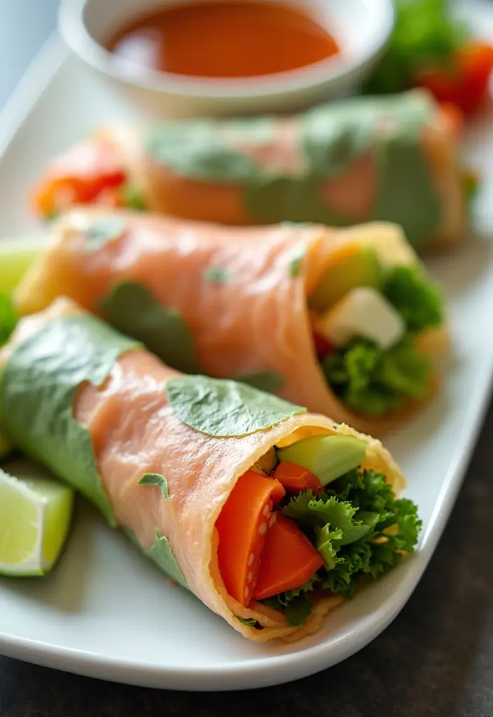 30 Mediterranean Diet Recipes with Salmon That Are Heart Healthy - 24. Salmon and Rice Paper Rolls