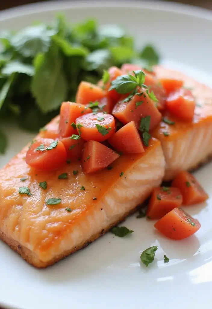 30 Mediterranean Diet Recipes with Salmon That Are Heart Healthy - 26. Salmon with Tomato Salsa