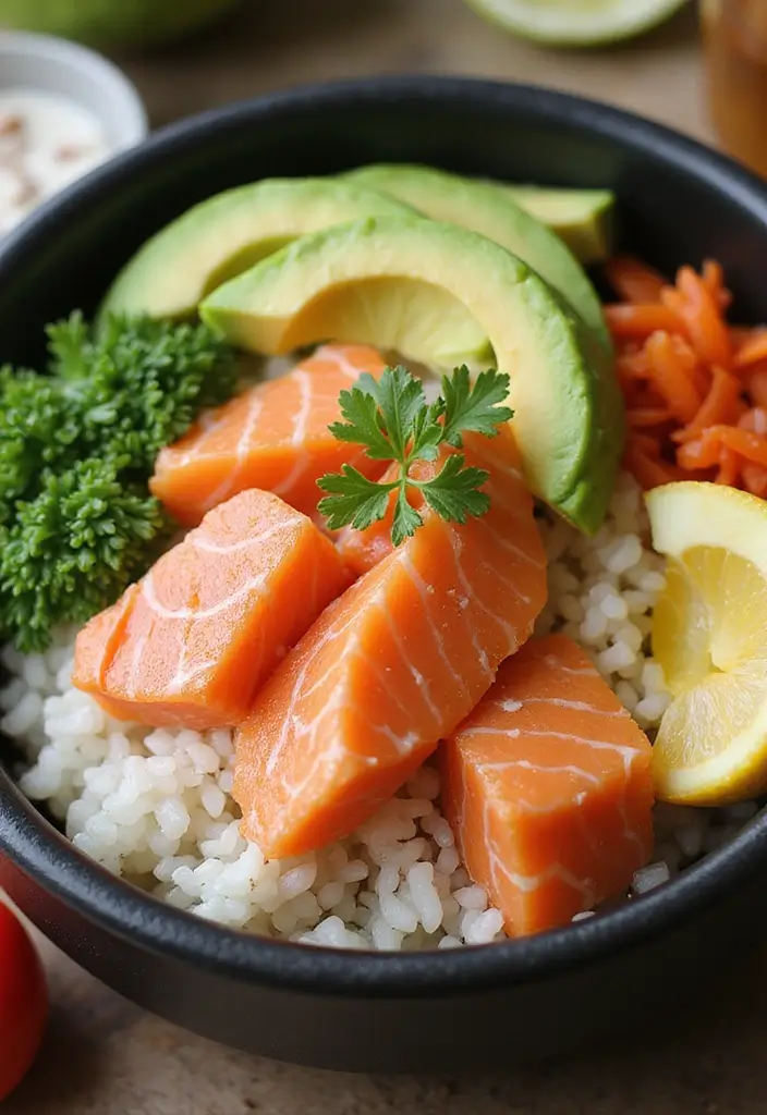 30 Mediterranean Diet Recipes with Salmon That Are Heart Healthy - 29. Salmon Poke Bowl