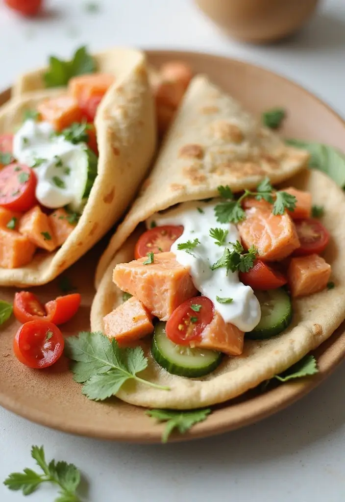 30 Mediterranean Diet Recipes with Salmon That Are Heart Healthy - 4. Spicy Salmon Pita Wraps