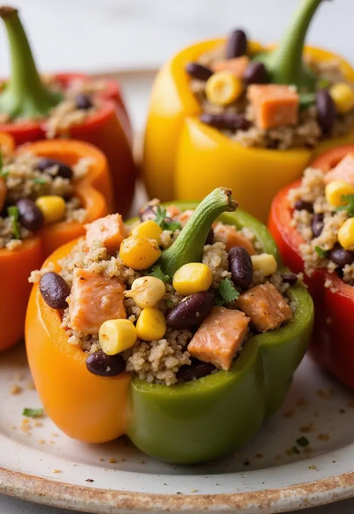 30 Mediterranean Diet Recipes with Salmon That Are Heart Healthy - 5. Salmon and Quinoa Stuffed Bell Peppers