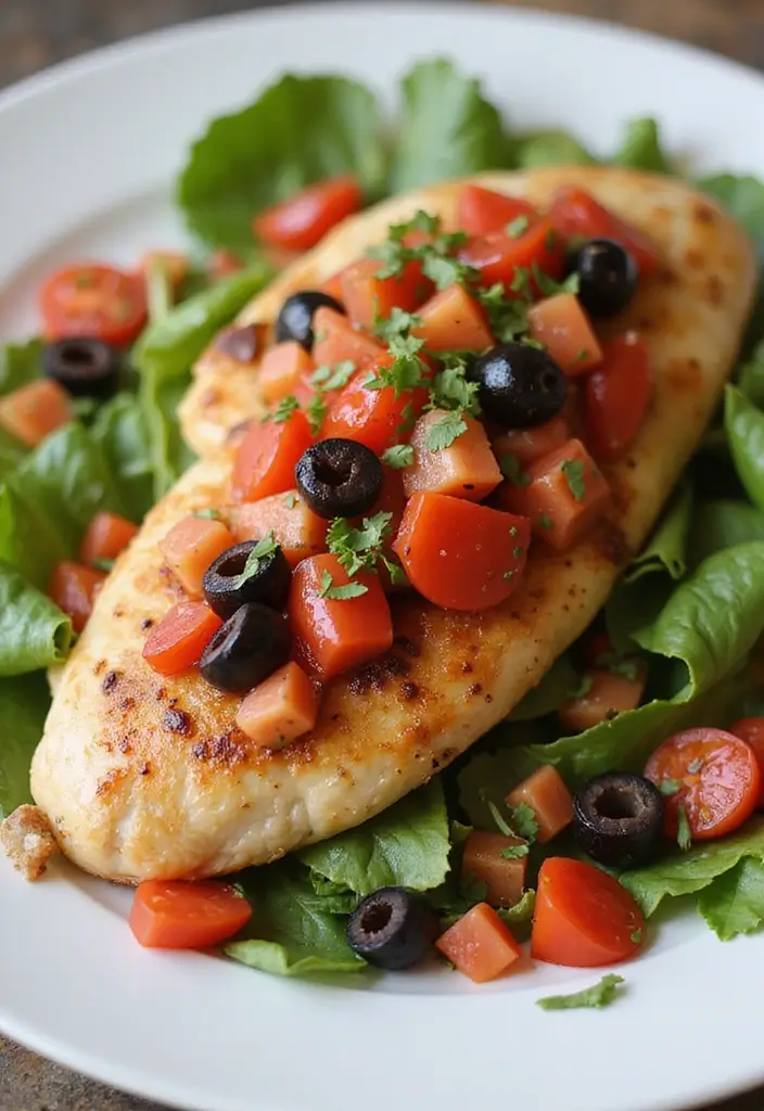 30+ Mediterranean Diet Slow Cooker Dinners Featuring Greek Chicken - 14. Greek Chicken with Tomato and Olive Salsa