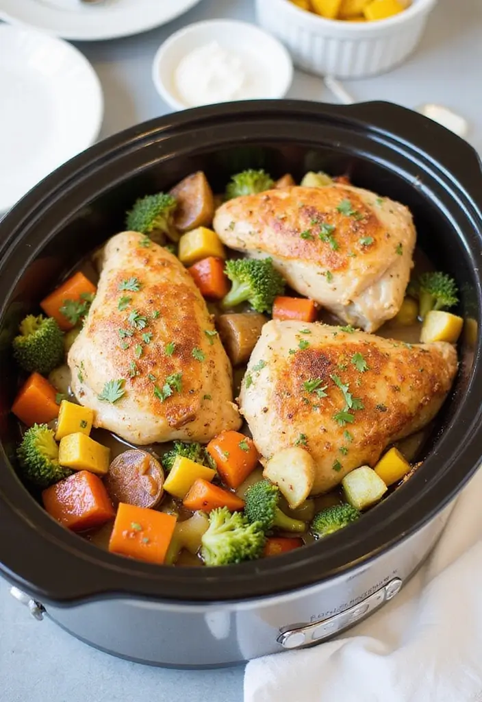 30+ Mediterranean Diet Slow Cooker Dinners Featuring Greek Chicken - 17. Easy Slow Cooker Greek Chicken with Vegetables