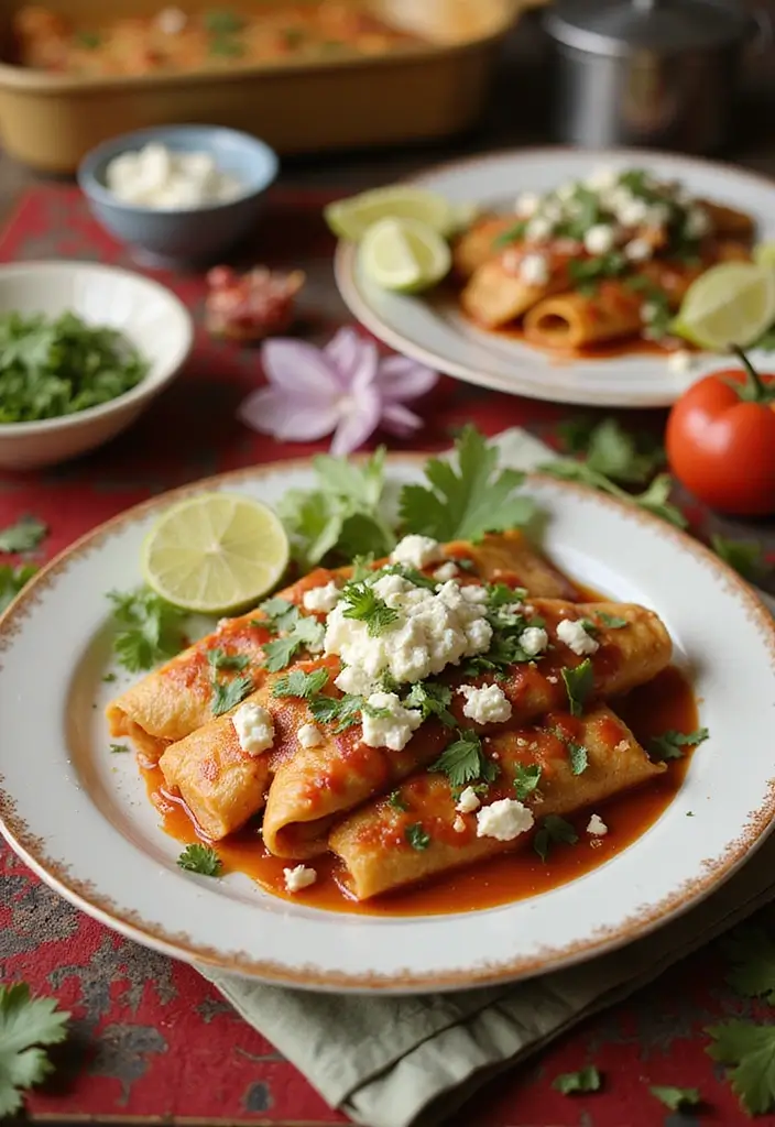 30+ Mediterranean Diet Slow Cooker Dinners Featuring Greek Chicken - 21. Greek Chicken Enchiladas with Feta