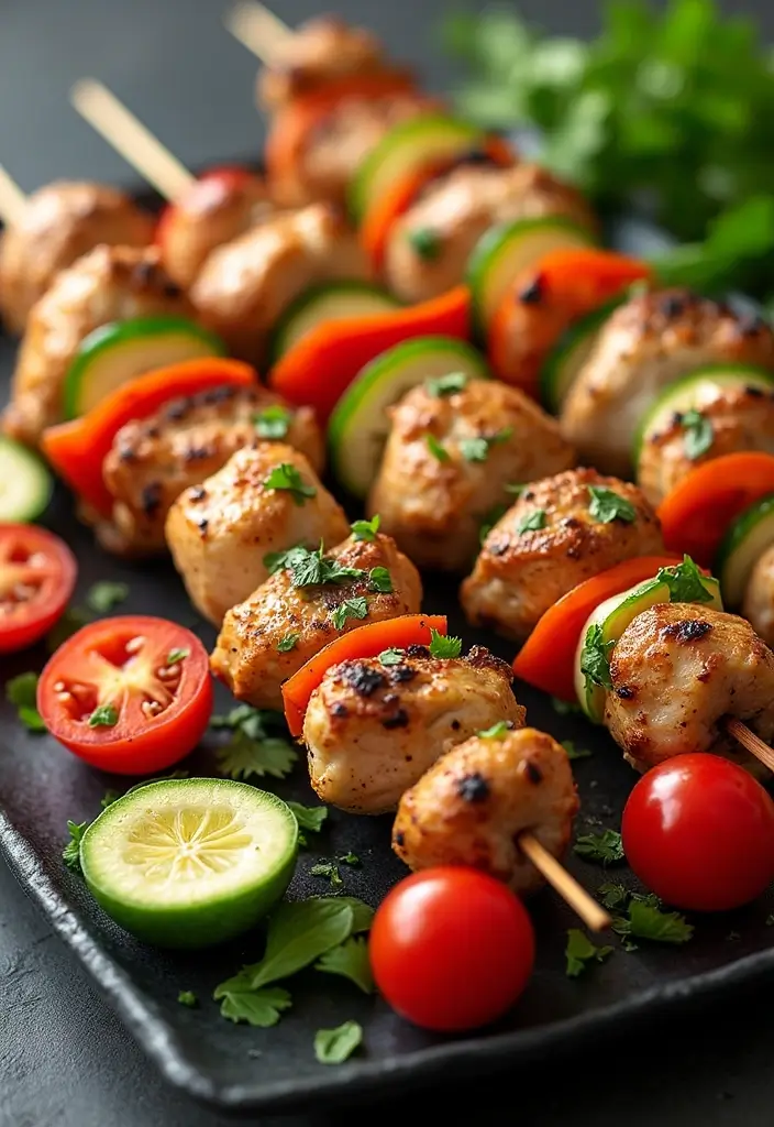 30+ Mediterranean Diet Slow Cooker Dinners Featuring Greek Chicken - 22. Greek Chicken Skewers with Vegetables