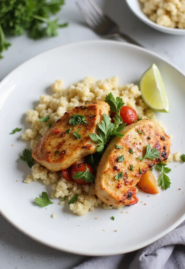 30+ Mediterranean Diet Slow Cooker Dinners Featuring Greek Chicken - 23. Greek Chicken with Cauliflower Rice