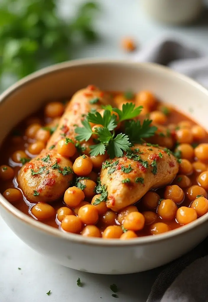 30+ Mediterranean Diet Slow Cooker Dinners Featuring Greek Chicken - 24. Slow Cooker Greek Chicken and Chickpeas