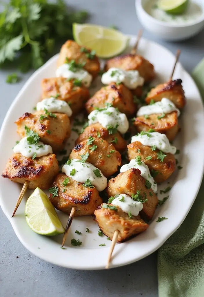 30+ Mediterranean Diet Slow Cooker Dinners Featuring Greek Chicken - 25. Greek Chicken Kabobs with Herb Yogurt Sauce