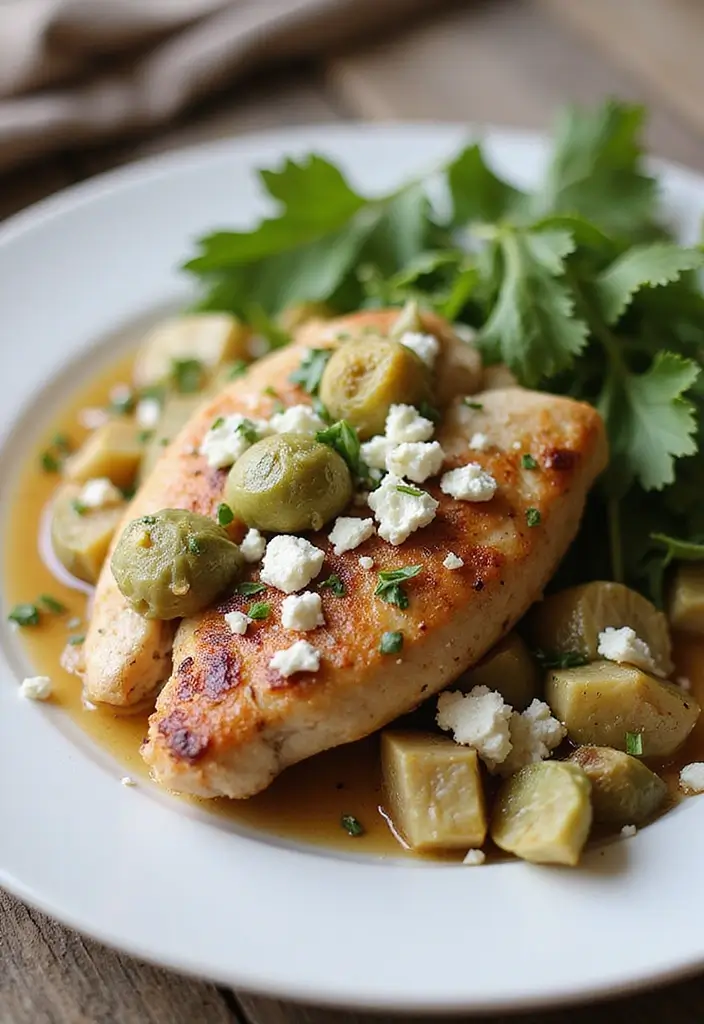 30+ Mediterranean Diet Slow Cooker Dinners Featuring Greek Chicken - 26. Greek Chicken with Artichokes and Feta