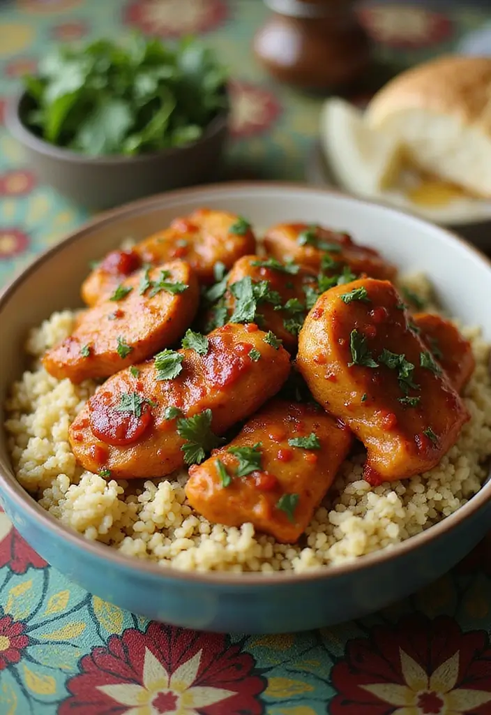 30+ Mediterranean Diet Slow Cooker Dinners Featuring Greek Chicken - 7. Spicy Greek Chicken with Couscous
