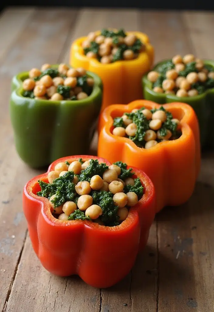 30 Mediterranean Garbanzo Bean Recipes Packed with Protein 56 30 Mediterranean Garbanzo Bean Recipes Packed with Protein - 10. Chickpea and Kale Stuffed Peppers