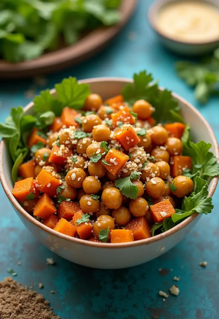 30 Mediterranean Garbanzo Bean Recipes Packed with Protein 46 30 Mediterranean Garbanzo Bean Recipes Packed with Protein - 8. Roasted Chickpea and Sweet Potato Salad