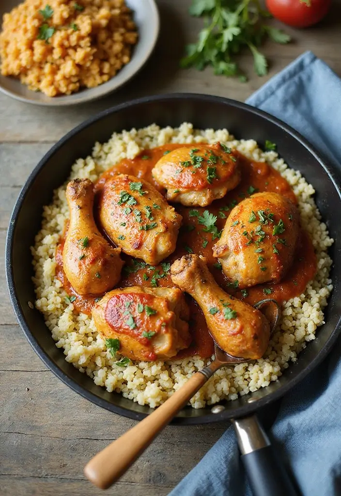 30 Mediterranean One-Pan Chicken Recipes for Easy Dinners 111 30 Mediterranean One-Pan Chicken Recipes for Easy Dinners - 19. One-Pan Moroccan Chicken and Couscous