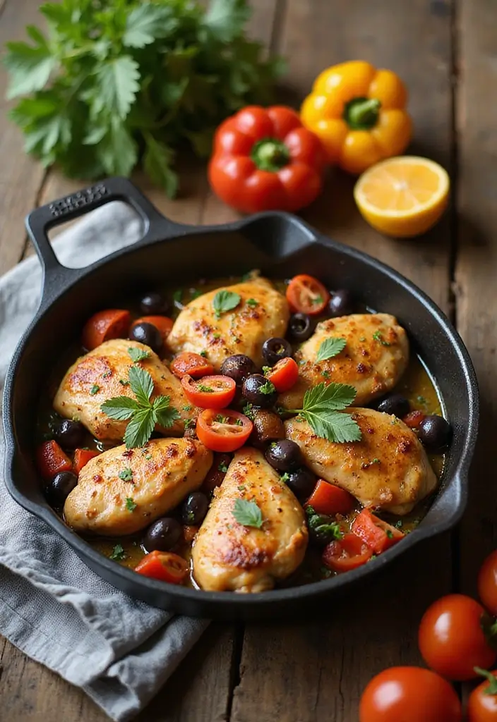 30 Mediterranean One-Pan Chicken Recipes for Easy Dinners 8 30 Mediterranean One-Pan Chicken Recipes for Easy Dinners - 2. Mediterranean Chicken with Olives and Peppers