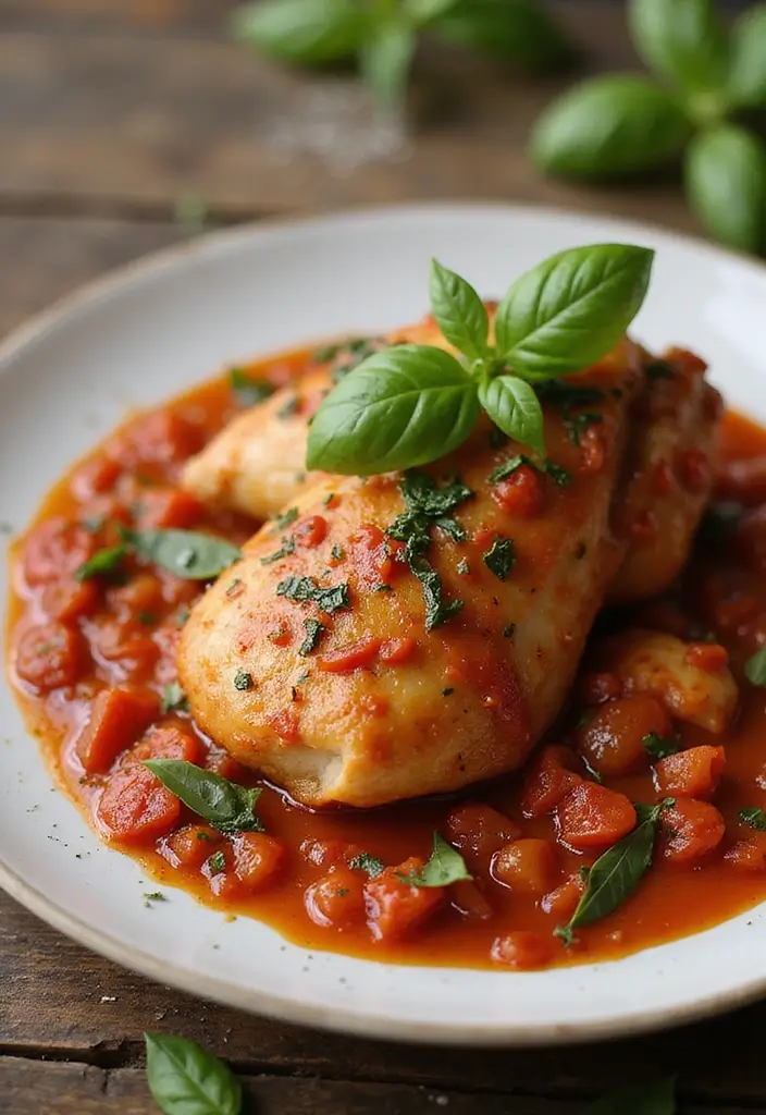30 Mediterranean One-Pan Chicken Recipes for Easy Dinners 140 30 Mediterranean One-Pan Chicken Recipes for Easy Dinners - 24. One-Pan Chicken with Tomato Basil Sauce